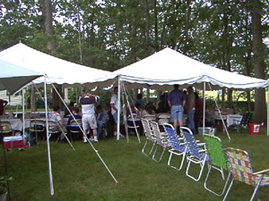 People under tents